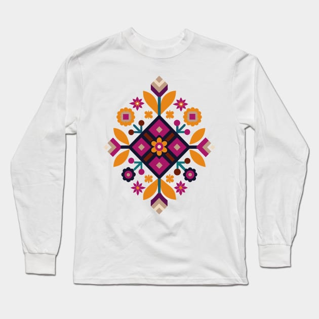 Bulgarian Folk Art Floral Ornament Long Sleeve T-Shirt by craftydesigns